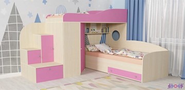 Детская кровать-шкаф Кадет-2, корпус Дуб, фасад Розовый в Алматы