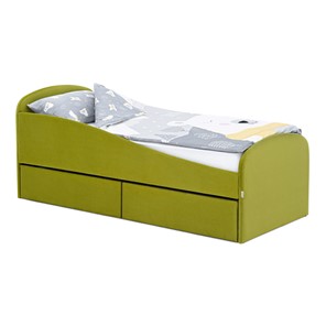 Мягкая кровать с ящиками Letmo 190х80 оливковый (велюр) в Алматы