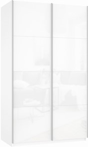 Шкаф-купе Прайм (Белое стекло/Белое стекло) 1200x570x2300, белый снег в Алматы