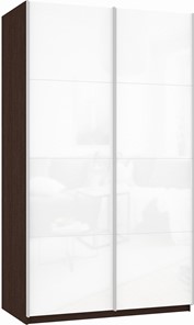 Шкаф 2-х створчатый Прайм (Белое стекло/Белое стекло) 1200x570x2300, венге в Алматы
