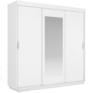 Шкаф 3-дверный Лайт (2 ДСП/Зеркало) 1800х595х2120, Белый Снег в Алматы