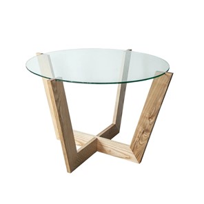 Стеклянный столик Оникс-10, Натуральный массив/Прозрачное стекло в Алматы