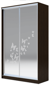 Шкаф двухдверный 2400х1200х620 два зеркала, "Бабочки" ХИТ 24-12-66-05 Венге Аруба в Алматы