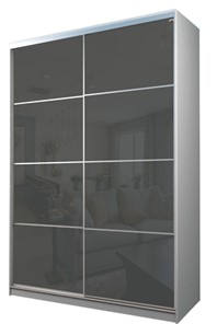 Шкаф 2-х дверный MAX МШ-23-6-16-22, Профиль Серебро/Цвет Белый/Oracal Темно-серый в Алматы