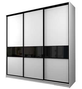Шкаф 3-х дверный MAX МШ-25-6-24-999, Профиль Черный/Цвет Белый/Oraclal Черный в Алматы