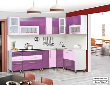 Кухня угловая Мыло 224 2600х1600, цвет Фиолет/Пастель фиолет в Алматы