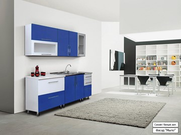 Готовая кухня Мыло 224 2000х718, цвет Синий/Белый металлик в Алматы