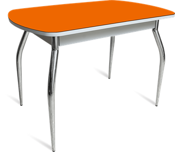 Мини-стол на кухню ПГ-04 СТ белое/оранжевое/хром фигурные в Алматы