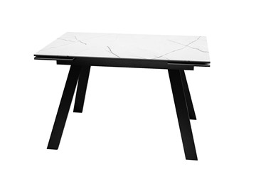 Керамический кухонный стол DikLine DKL140 Керамика Белый мрамор/опоры черные (2 уп.) в Алматы
