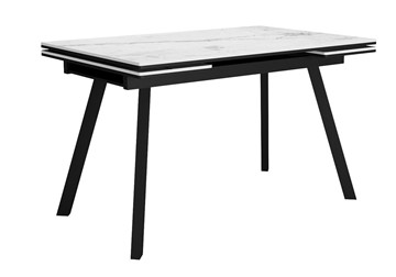Керамический обеденный стол DikLine SKA125 Керамика Белый мрамор/подстолье черное/опоры черные (2 уп.) в Алматы