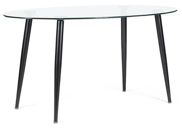 Стеклянный кухонный стол KASSEL (mod. DT333) металл/закаленное стекло (10 мм), 150х90х75см, черный в Алматы