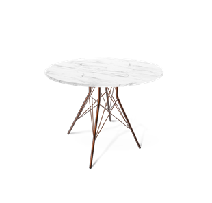 Круглый стол на кухню SHT-TU2-1 / SHT-TT 90 ЛДСП (мрамор кристалл/медный металлик) в Алматы