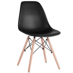 Комплект обеденных стульев 4 шт. BRABIX "Eames CF-010", пластик черный, опоры дерево/металл, 532631, 2033A в Алматы