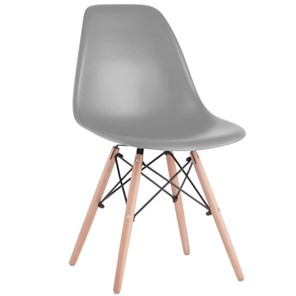 Комплект обеденных стульев 4 шт. BRABIX "Eames CF-010", пластик серый, опоры дерево/металл, 532632, 2033A в Алматы
