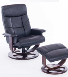 Офисное кресло ДамОфис J6011 для релаксации нат. кожа / дерево, черный в Алматы