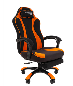 Игровое кресло CHAIRMAN GAME 35 с выдвижной подставкой для ног Ткань черная / Ткань оранжевая в Алматы