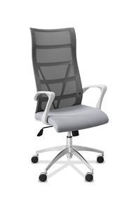 Кресло в офис Топ X белый каркас, сетка/ткань TW / серая/ серая в Алматы