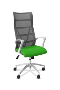 Кресло для руководителя Топ X белый каркас, сетка/ткань TW / серая/салатовая в Алматы