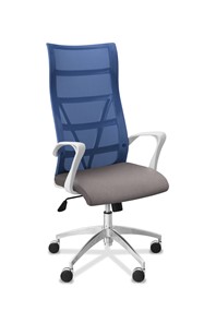 Офисное кресло Топ X белый каркас, сетка/ткань TW / синяя/серая в Алматы