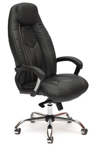 Кресло BOSS Lux, кож/зам, черный/черный перфорированный, арт.9160 в Алматы