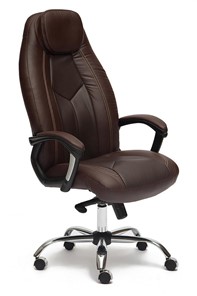 Офисное кресло BOSS Lux, кож/зам, коричневый/коричневый перфорированный, арт.9816 в Алматы