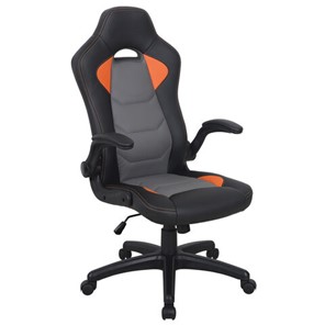Офисное кресло BRABIX "Skill GM-005", откидные подлокотники, экокожа, черное/оранжевое, 532495 в Алматы