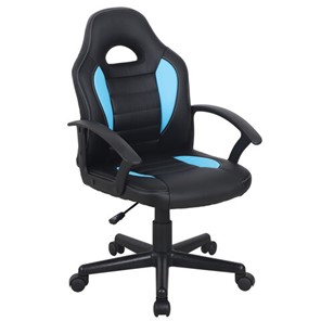 Офисное кресло BRABIX "Spark GM-201", экокожа, черное/голубое, 532505 в Алматы
