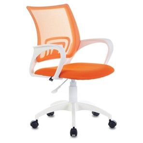 Компьютерное кресло Brabix Fly MG-396W (с подлокотниками, пластик белый, сетка, оранжевое) 532401 в Алматы