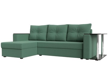 Угловой диван с оттоманкой Атланта Лайт, Амур зеленый (микровельвет) в Алматы