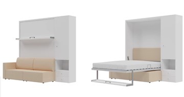Шкаф-кровать трансформер Кровать-трансформер Smart (КД 1400+ШП), шкаф правый, левый подлокотник в Алматы