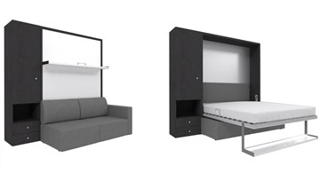 Подъемная кровать Кровать-трансформер Smart (ШЛ+КД 1400), шкаф левый, правый подлокотник в Алматы