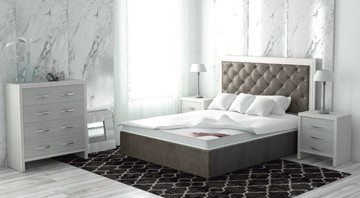 Кровать с механизмом двуспальная Сарма Манхэттен 160х200 (с коробом), высота спинки - 140 см в Алматы