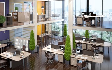 Комплект офисной мебели Xten в опенспэйс для четырех сотрудников в Алматы
