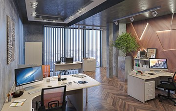 Набор мебели в офис Wave 3, 3 рабочих места и шкафы в Алматы