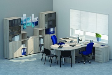 Офисный комплект мебели Twin для 2 сотрудников с совмещенными столами в Алматы