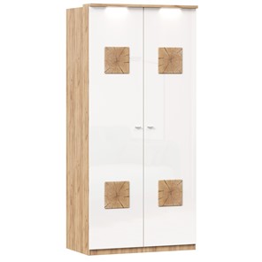 Шкаф двухстворчатый Фиджи с декоративными накладками 659.237, цвет белый в Алматы