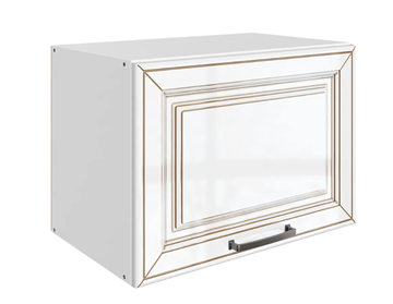 Шкаф кухонный Атланта L500 Н360 (1 дв. гл.) эмаль (белый/белый глянец патина золото) в Алматы