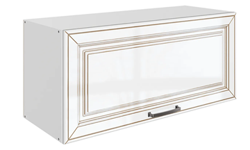 Навесной кухонный шкаф Атланта L800 Н360 (1 дв. гл.) эмаль (белый/белый глянец патина золото) в Алматы
