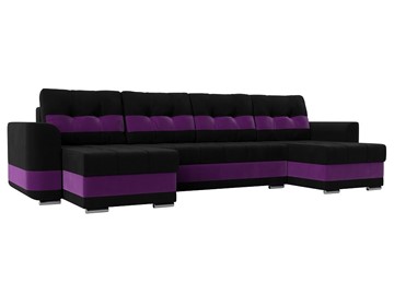 П-образный диван Честер, Черный/фиолетовый (вельвет) в Алматы