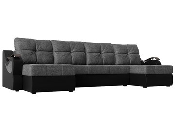 П-образный диван Меркурий П, Серый/черный (рогожка/экокожа) в Алматы