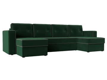 П-образный диван Принстон, Зеленый\Коричневый (Велюр) боннель в Алматы
